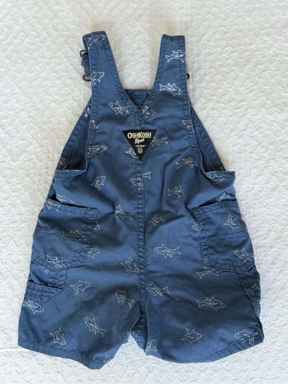 OshKosh B'gosh Navy Blue Shark Shortall Overalls